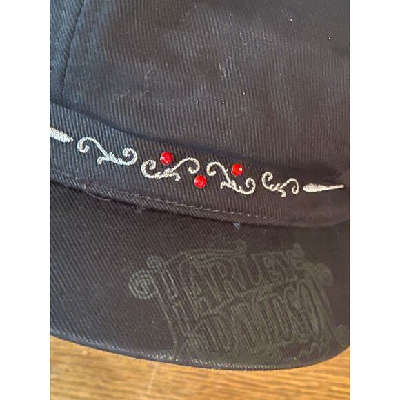 Harley Davidson Black HD Hat Baseball Cap Women's Roses Embroidered StrapBack - Picture 4 of 14